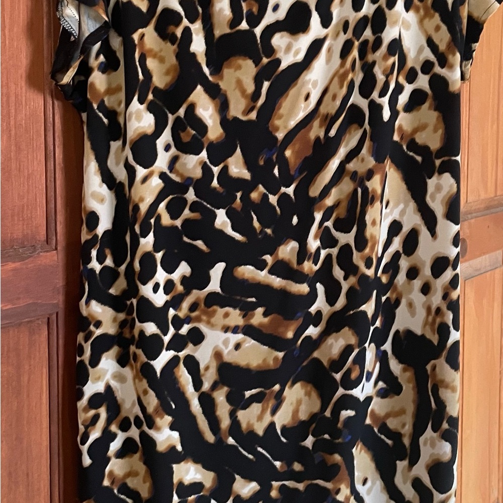 Apostrophe Black and Brown Animal Print Dress